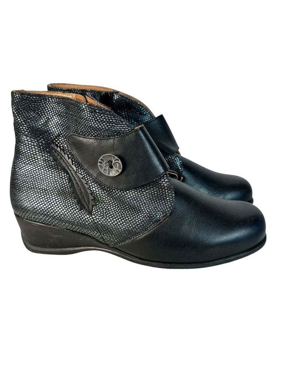 Portofino Ankle Boots Size 10 Euro 41 Women Black Snakeskin Shearling Winter